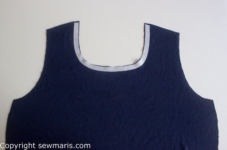 knit stay tape placement around neckline by Sew Maris