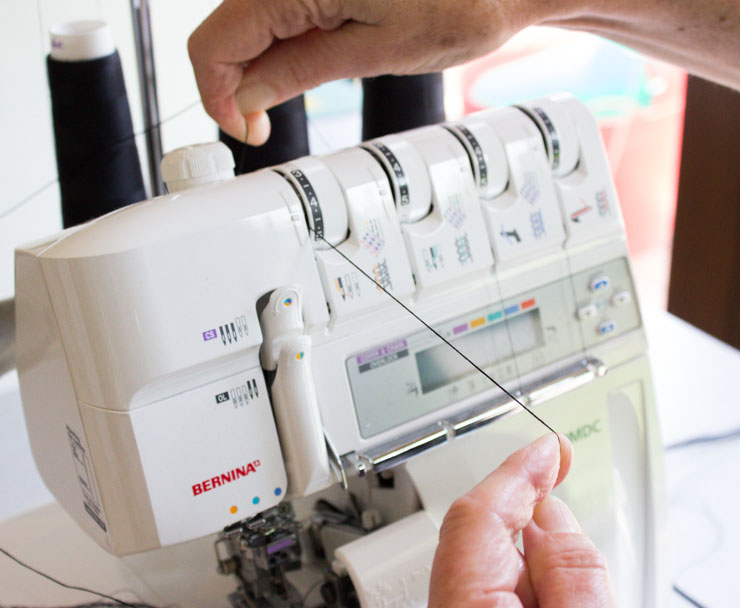 Serger threading example by Sew Maris